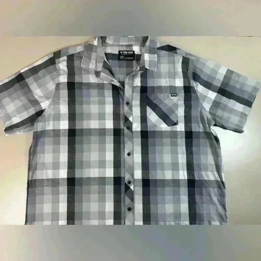 Zoo York Plaid Black‎ and White Button up Mens 3X